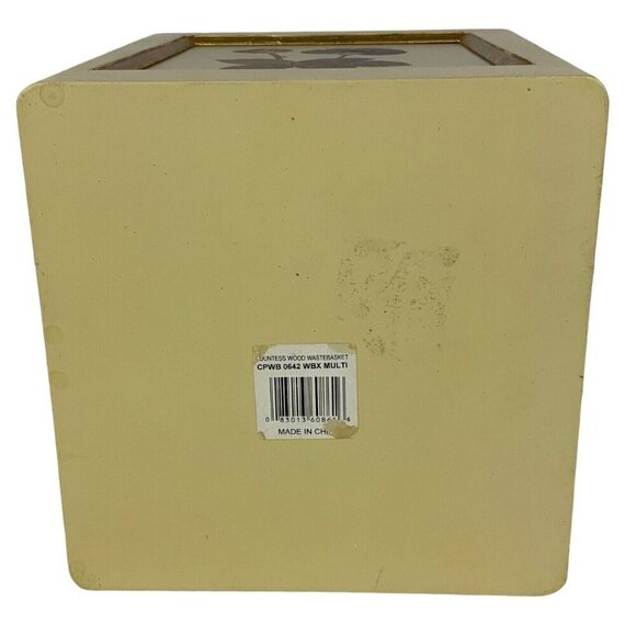 Vintage Wooden Floral Waste Basket and Tissue Box Cover Set Floral Cottagecore - Picture 8 of 15